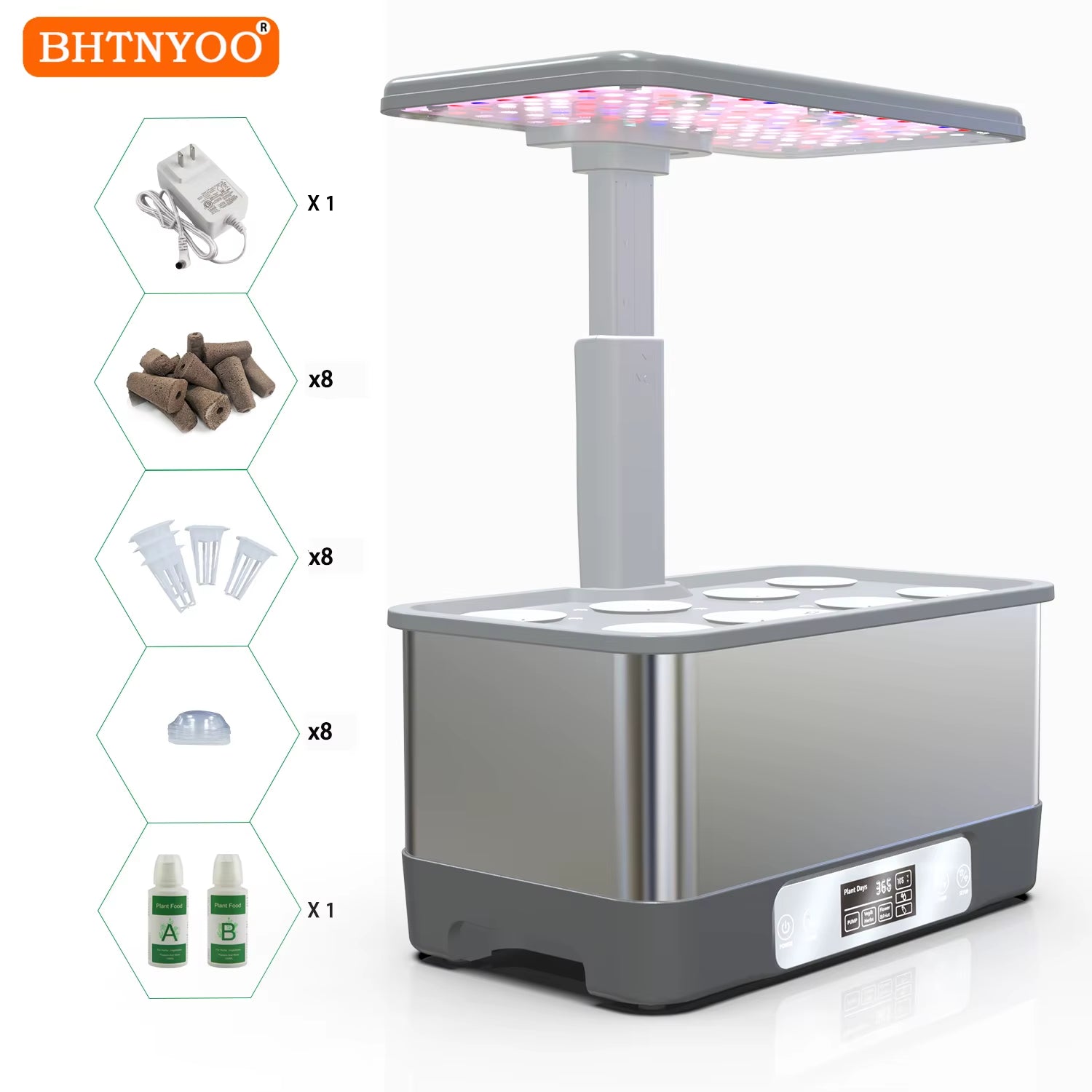 Smart Wifi Hydroponics Indoor Garden Kit - Grow 8 Herbs Soilless with LED Lights & Remote Control