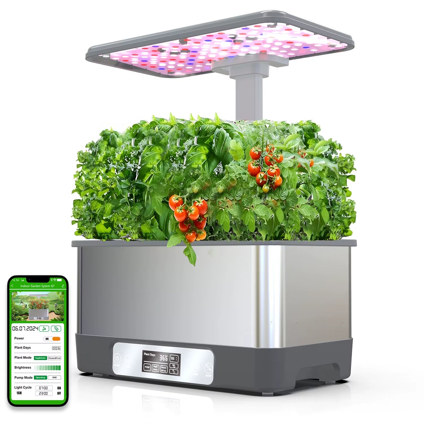 Smart Wifi Hydroponics Indoor Garden Kit - Grow 8 Herbs Soilless with LED Lights & Remote Control