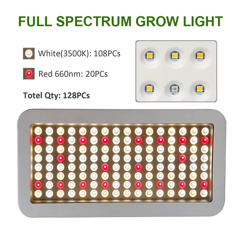 SEAMETAL 3000W Full Spectrum LED Grow Light with Timer - Perfect for Indoor Plant Growth!