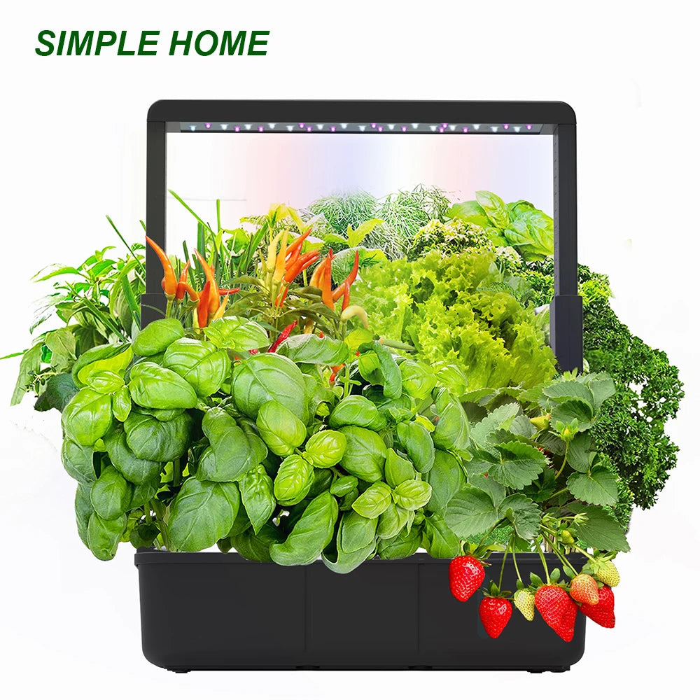 Smart Indoor Hydroponics Garden System with 15 Planting Holes and Full Spectrum LED Light - Non-Toxic Soilless Growing Solution