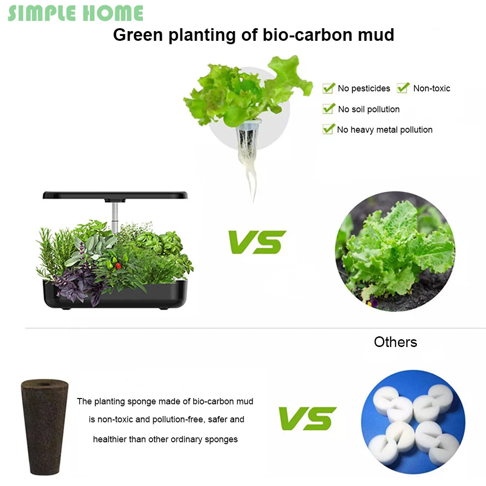 Smart Hydroponic Indoor Gardening System with LED Grow Light - Non-Toxic, Soilless Plant Care for Home!