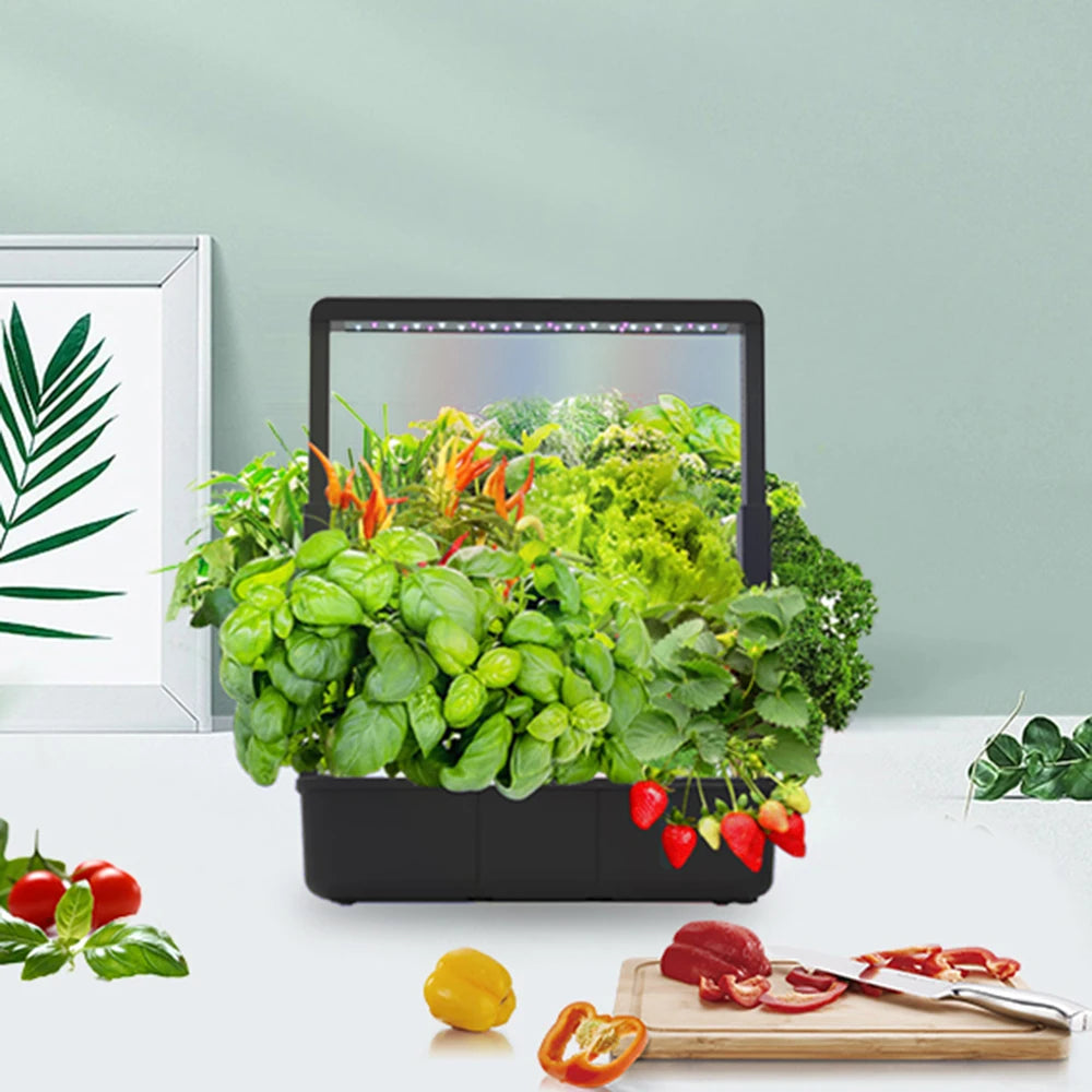 Smart Indoor Hydroponics Garden System with 15 Planting Holes and Full Spectrum LED Light - Non-Toxic Soilless Growing Solution